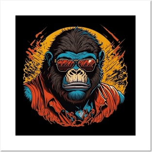 Cool Gorilla retro with sunglasses Posters and Art